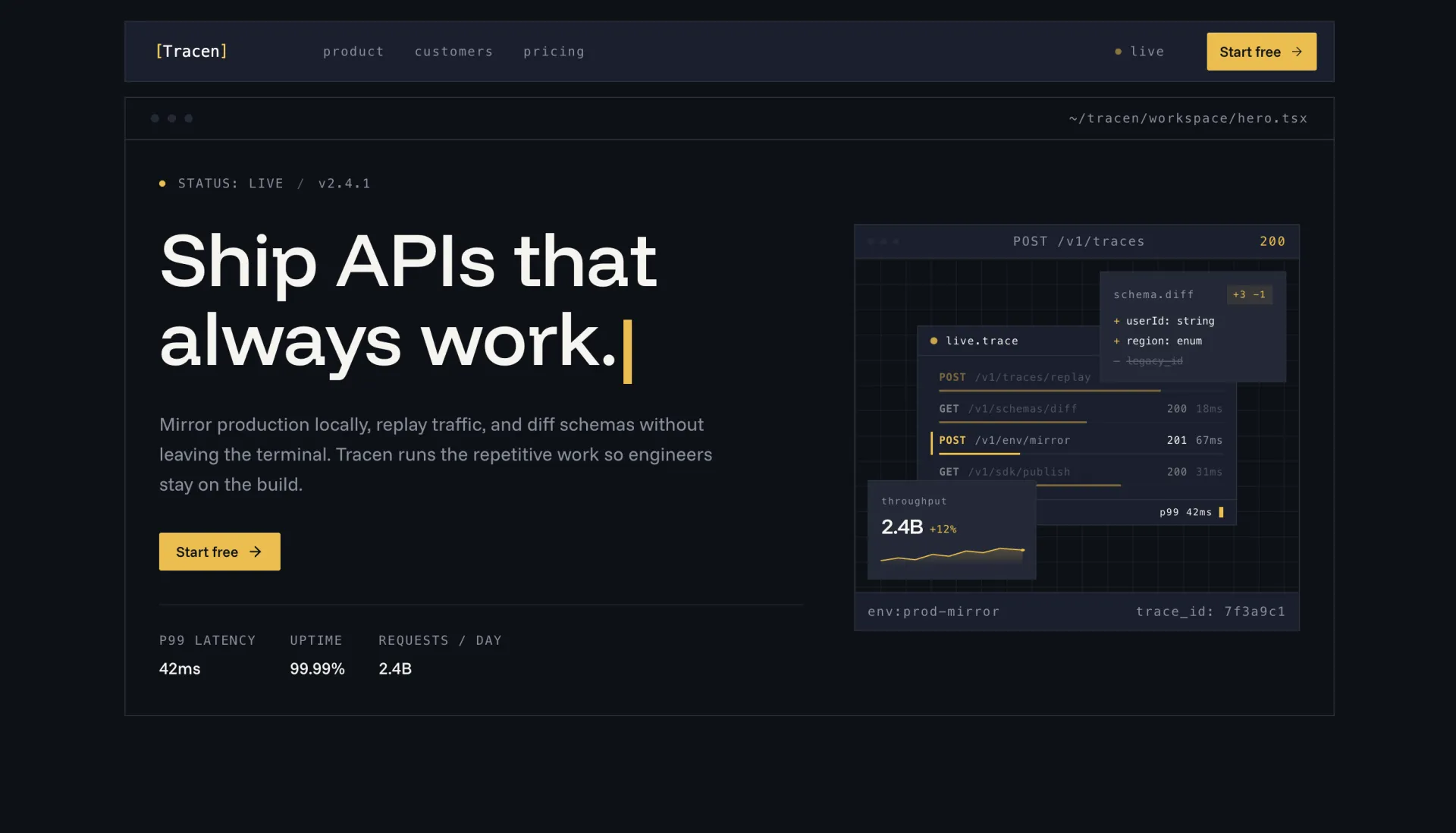 Tracen site preview